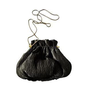 NORDSTROM Vintage Crinkle Satin Kiss Lock Mini Bag with Gold Snake Chain Strap